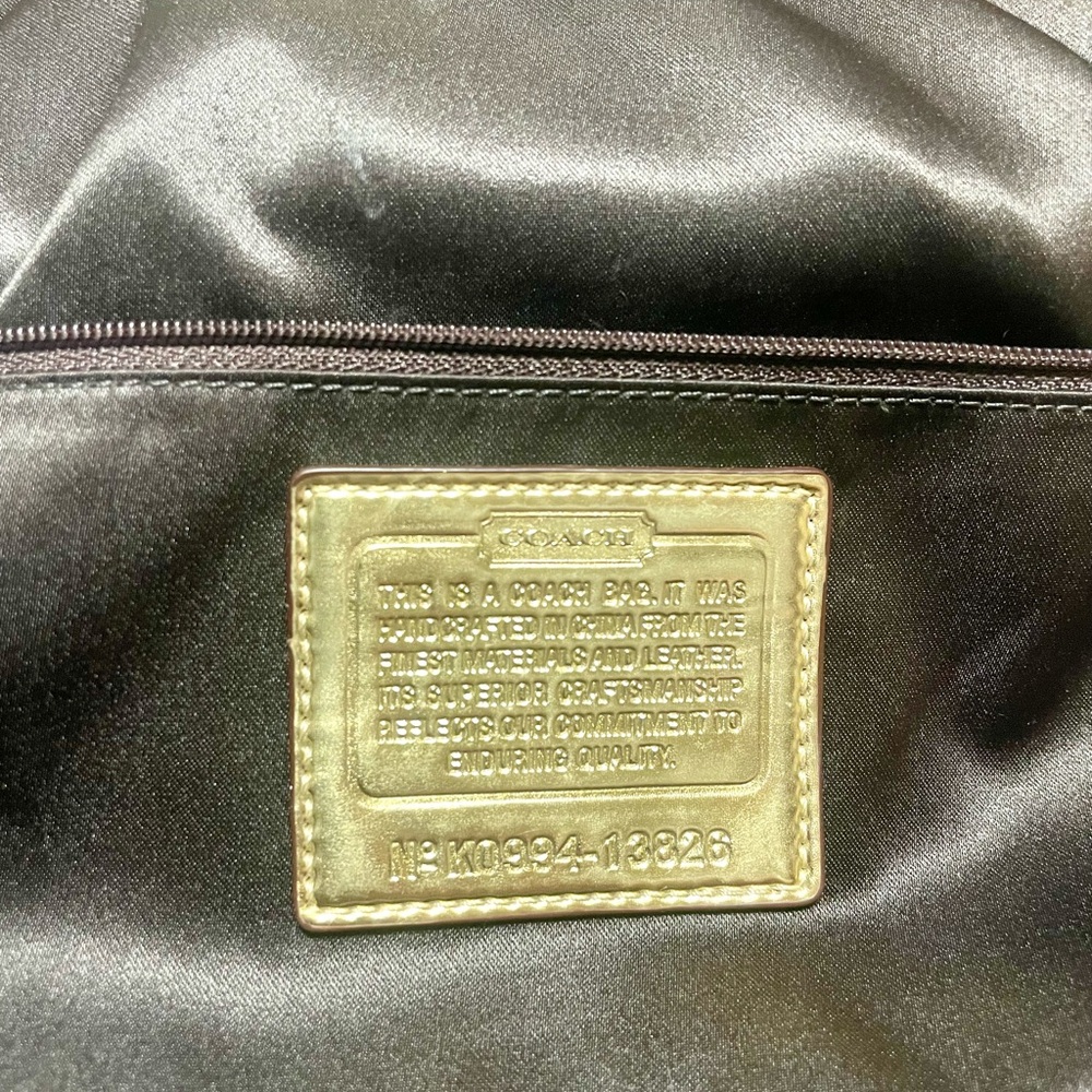 Coach Poppy Gold Signature Tote Bag  14 in W 12 1/2 in L - Picture 6 of 17